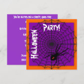 Oranje en Paarse spin Web Halloween-uitnodigingen Kaart (Voorkant / Achterkant)