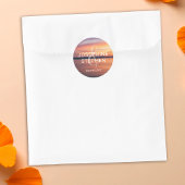 Oranje en Paarse Sunset Paar Namen bruiloft Ronde Sticker