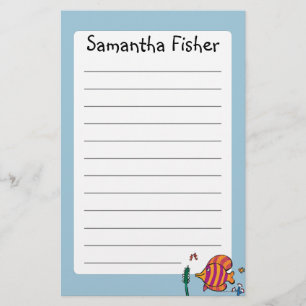 Oranje en Paarse tropische vissen met zeepaarden Briefpapier