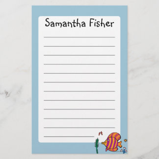 Oranje en Paarse tropische vissen met zeepaarden Briefpapier