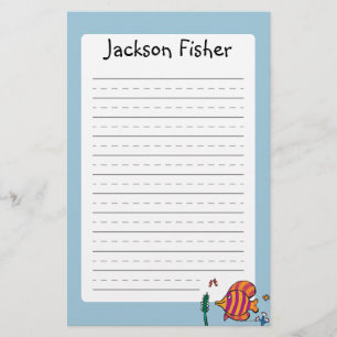 Oranje en Paarse tropische vissen met zeepaarden Briefpapier