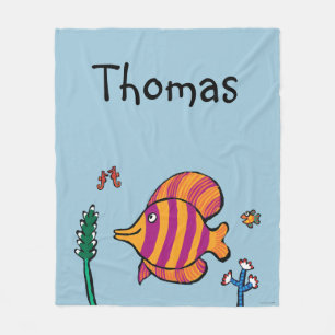 Oranje en Paarse tropische vissen met zeepaarden Fleece Deken