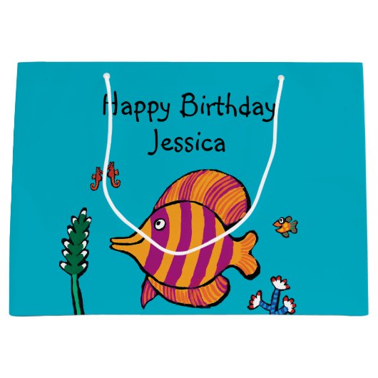 Oranje en Paarse tropische vissen met zeepaarden Large Cadeautasje (Voorkant)