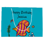 Oranje en Paarse tropische vissen met zeepaarden Large Cadeautasje (Achterkant)