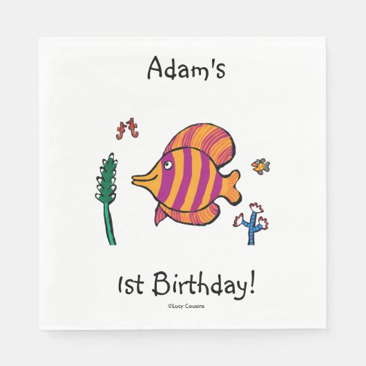 Oranje en Paarse tropische vissen met zeepaarden Servetten (Voorkant)