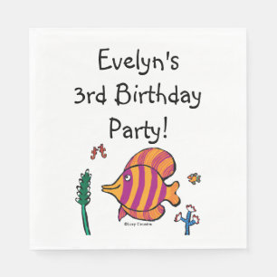 Oranje en Paarse tropische vissen met zeepaarden Servetten