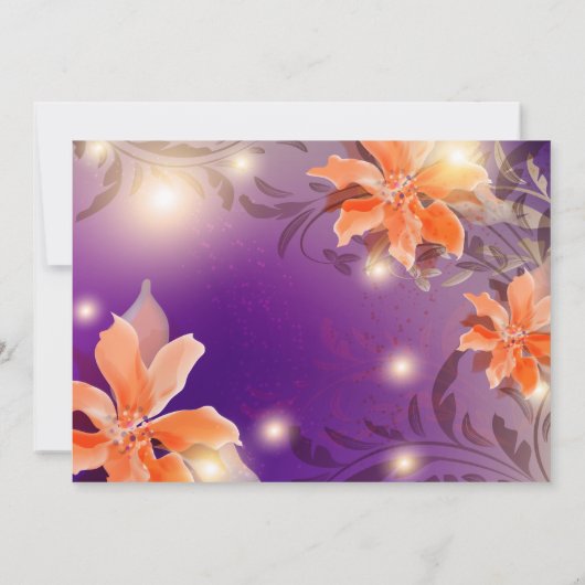 Oranje en Paarse uitnodiging tot bruiloft (Achterkant)