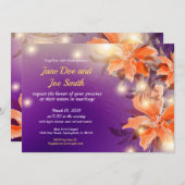 Oranje en Paarse uitnodiging tot bruiloft (Voorkant / Achterkant)
