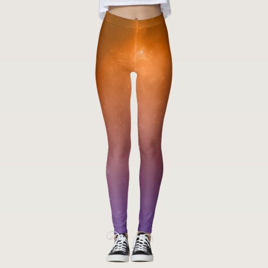 Oranje en Paarse vaste Leggings (Voorkant)