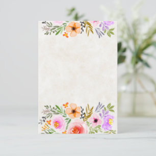 Oranje en paarse waterverf bloemenhuwelijk  kaart
