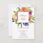 Oranje en paarse waterverf bruiloft kaart (Voorkant)