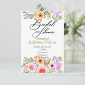 Oranje en paarse waterverf florale uitnodiging (Staand voorkant)