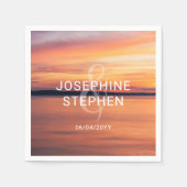 Oranje en Paarse zonsondergang Foto Custom Wedding Servet (Voorkant)