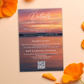 Oranje en Paarse zonsondergang over Lake Photo Wed Informatiekaartje