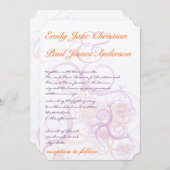 Oranje en Paarse zwepen en harten bruiloft Kaart (Voorkant / Achterkant)