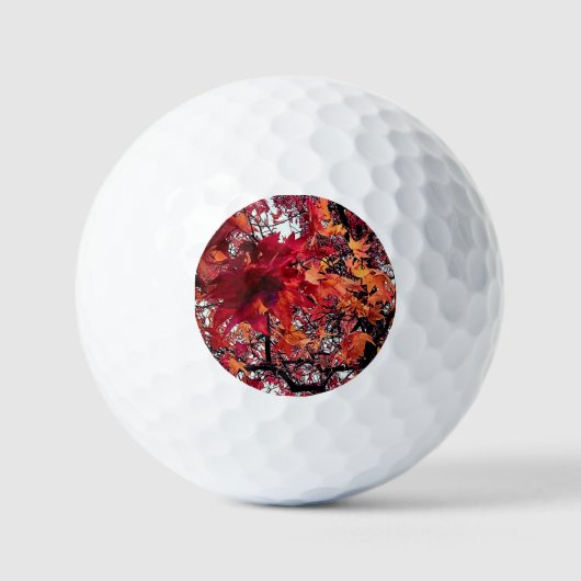 Oranje en rode bladeren golfballen (Voorkant)
