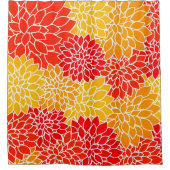 oranje en rode dahlias douchegordijn