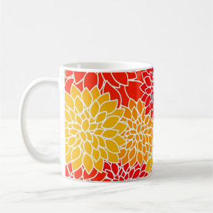 oranje en rode dahlias koffiemok