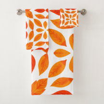 Oranje en rode geometrische bloem badhanddoek