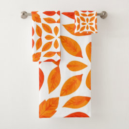 Oranje en rode geometrische bloem badhanddoek bad handdoek