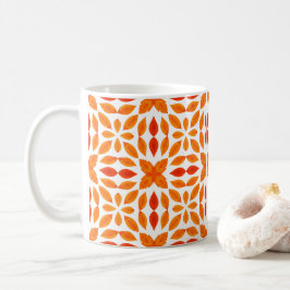 Oranje en rode geometrische bloemenkoffiemok koffiemok