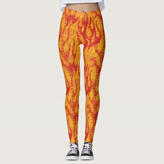 Oranje en rode lammeren Fractal Leggings (Voorkant)