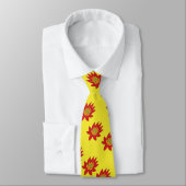 Oranje en rode spiraalbloem op geel stropdas (Gebonden)