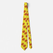 Oranje en rode spiraalbloem op geel stropdas (Voorkant)