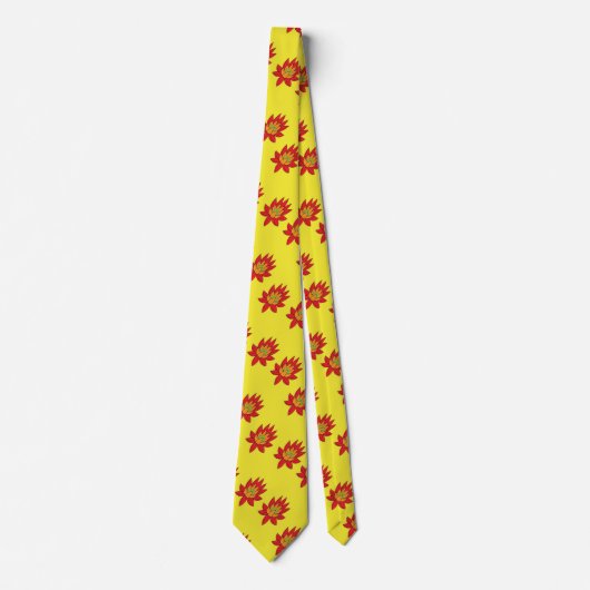 Oranje en rode spiraalbloem op geel stropdas (Voorkant)