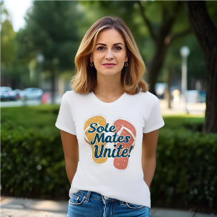 Oranje en Rode Teenslippers Leuke Retro Wit T-shirt