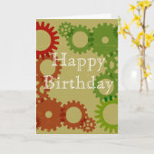 Oranje en rode toestelachtergrond, HappyBirthday Kaart (Gele Bloem)