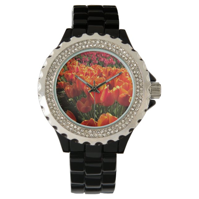 Oranje en rode tulpen horloge (Voorkant)