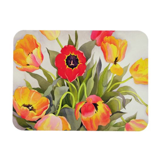 Oranje en rode tulpen magneet (Horizontaal)