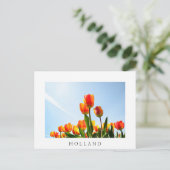Oranje en rode tulpen van onderaan briefkaart (Staand voorkant)