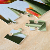 Oranje en rode tulpen van onderaan legpuzzel (Zijkant)