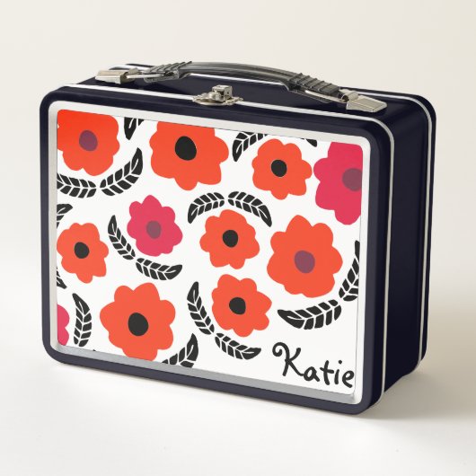 Oranje en rood Modern Floral (Voorkant)