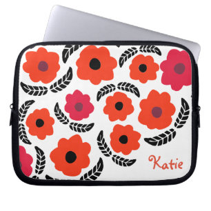 Oranje en rood Modern Floral Laptop Sleeve