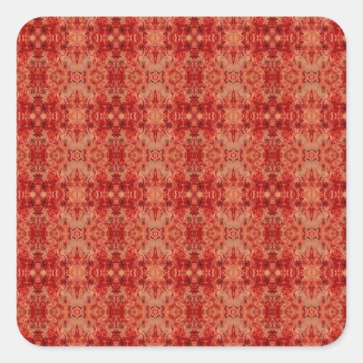 Oranje en rood patroon vierkante sticker (Voorkant)