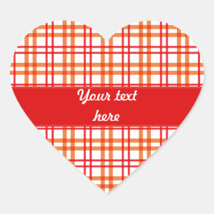 Oranje en rood Tartan Hart Sticker