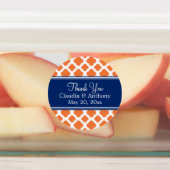 Oranje en Royal Blue Quatrefoil Hartelijk dank Labels (Aangebracht)