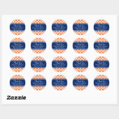 Oranje en Royal Blue Quatrefoil Hartelijk dank Ronde Sticker (Vel)