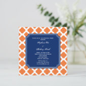 Oranje en Royal Blue Quatrefoil repesal Dinner Kaart (Staand voorkant)