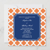 Oranje en Royal Blue Quatrefoil repesal Dinner Kaart (Voorkant)