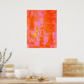 oranje en roze Abstracte kunst van de "ieders Fav" Poster (Keuken)