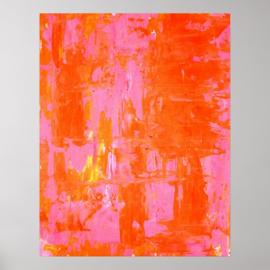 oranje en roze Abstracte kunst van de "ieders Fav" Poster (Voorkant)