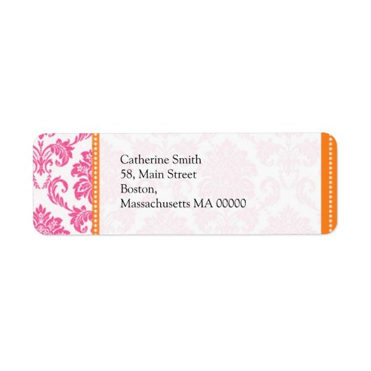 Oranje en roze Adresetiketten van het huwelijk Etiket (Voorkant)