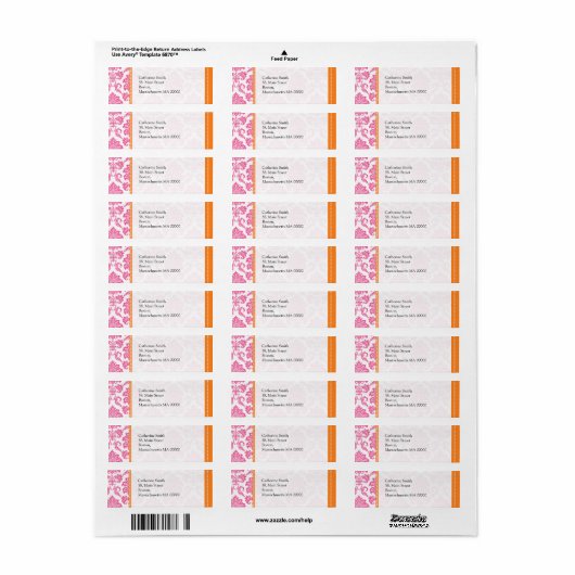 Oranje en roze Adresetiketten van het huwelijk Etiket (Full Sheet)