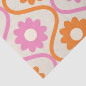 Oranje en roze bloemen op Mid Century Ogee Tissuepapier (Detail)