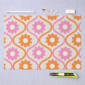 Oranje en roze bloemen op Mid Century Ogee Tissuepapier (Craft)