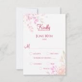 Oranje en Roze Bloemige Waterverf Bloemen Bruiloft RSVP Kaartje (Voorkant)